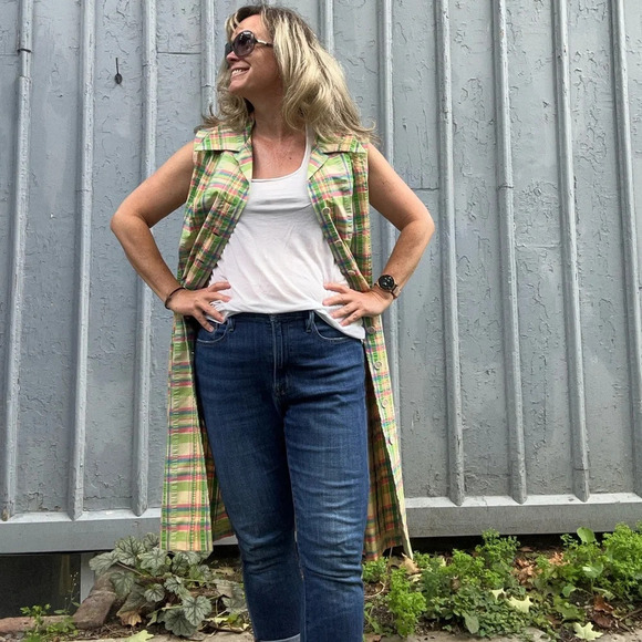 Vintage Arkin Collection plaid sleeveless  dress, size 20 (modern L/XL) - Picture 2 of 11